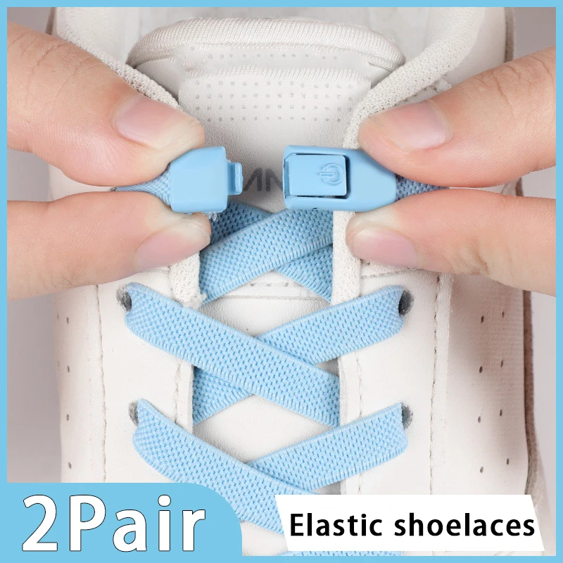 

2Pair color Lock Shoelaces Sneakers Tennis No Tie Shoe laces Elastic Laces without ties Kids Adult Shoelace Shoes Accessories