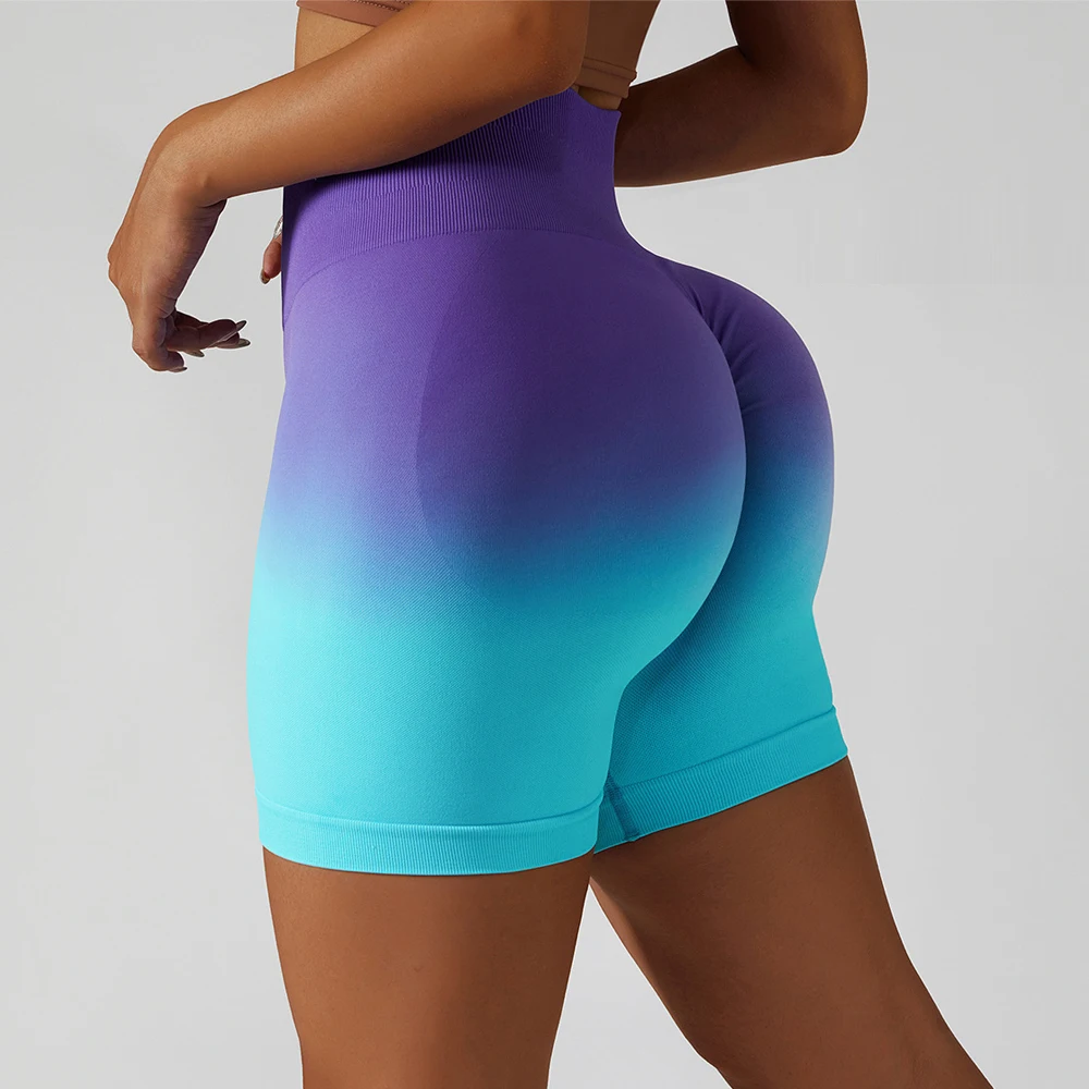 New Gradient Yoga Shorts Tights Women Cycling Shorts Gym Breathable Sports Leggings Women Tracksuit Sports Shorts Fitness Pants