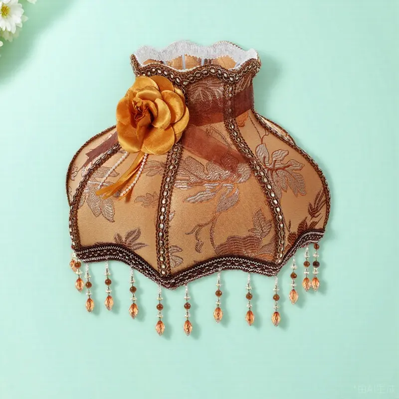 

Retro European Style Cloth Lampshade Tassel Decorative Fabric Table Lamp Shade Bedside Lamp Cover Warm Elegant Lighting
