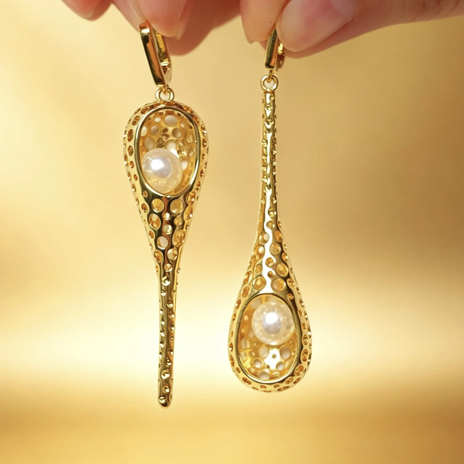 Textured Hollow Water Drop Dangle Earrings Imitation Pearl Long Drop Hoop Earrings Elegant Women Wedding Party Ear Jewelry Gift