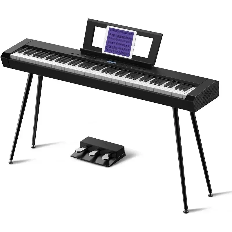 

Key Full-Weighted Digital Piano Beginner, Dual Speakers, Graded Hammer Action Triple Pedal, Bluetooth/USB/MIDI