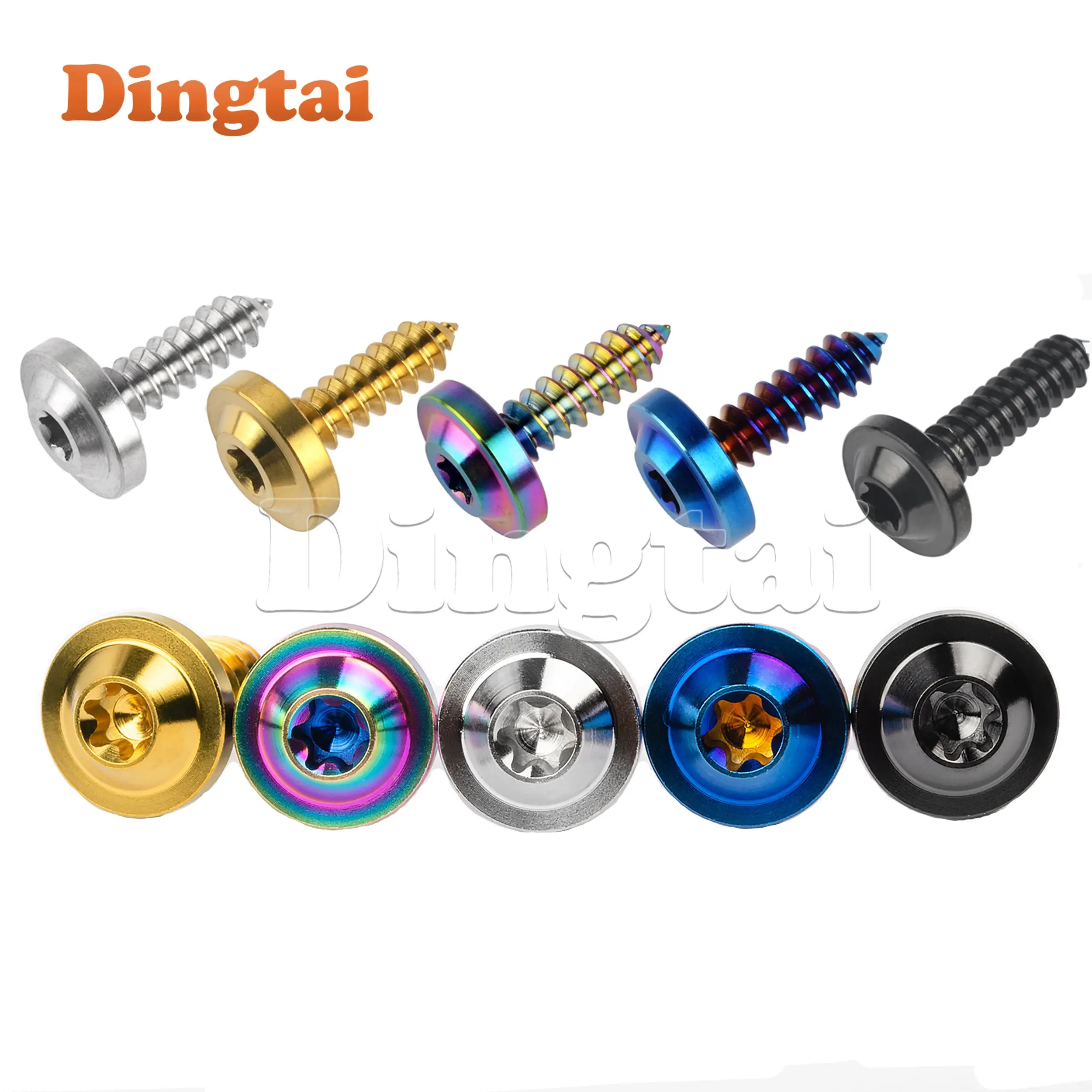 10PCS Dingtai Titanium Bolt  M4/M5/M6x15 17 20 25mm Suitable For Motorcycles And Bicycles Self-Tapping Pan Head Bolt