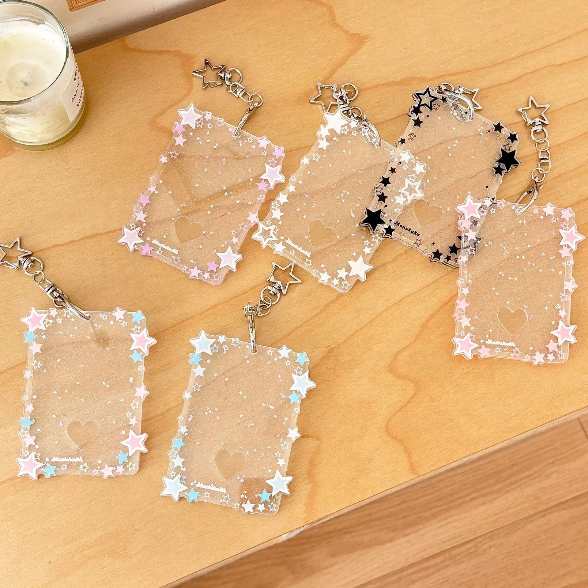 MINKYS شفافة واضحة الاكريليك ستار 3 بوصة Kpop Photocard حامل صور حامل بطاقة حقيبة قلادة القرطاسية المدرسية