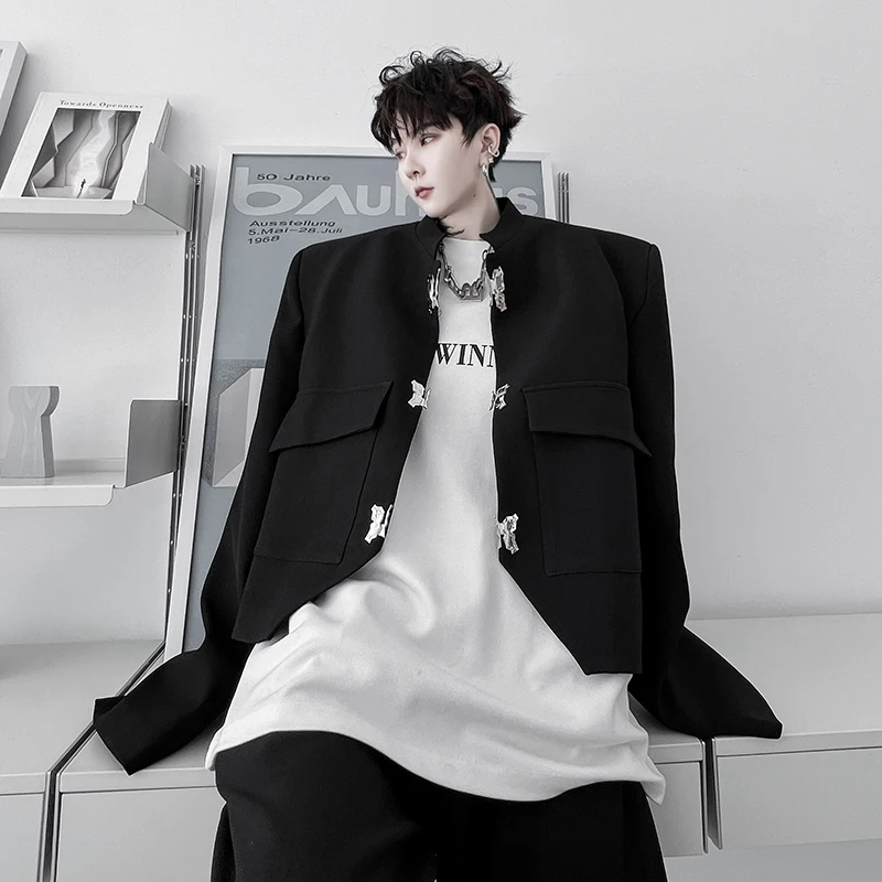 

Spring 2025 Men's ort Suit Jaet High Crtsmanip Bule Design Unique Sle Casual Faionable Youthful