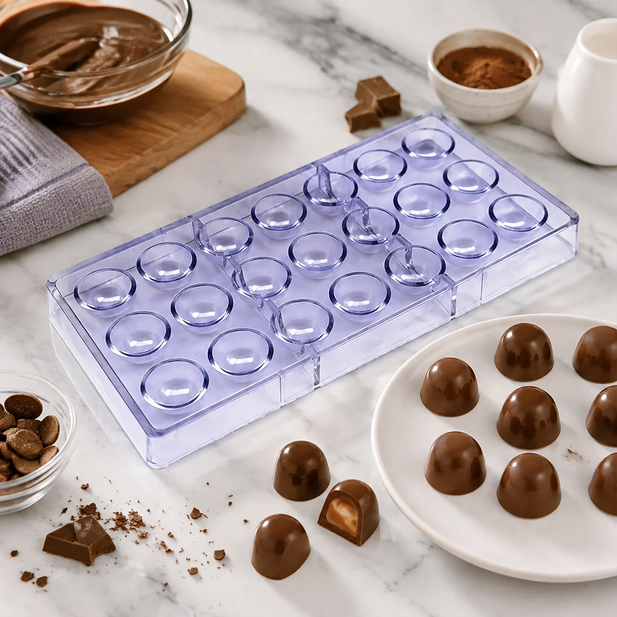 1 Pc Dome-shaped Polycarbonate Chocolate Mold, Reusable Bonbon & Confectionery Candy Making Mold for Home Bakery DIY