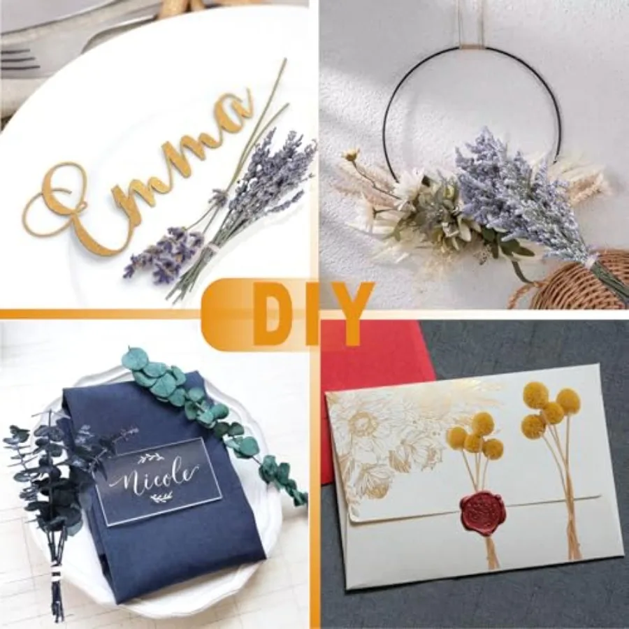 130 قطعة لتقوم بها بنفسك مجموعة الزهور المجففة الطبيعية المختلطة الزهور المحفوظة السائبة مع نفس الطفل الورود المجففة سيقان الأوكالبتوس صغيرة اليدوية