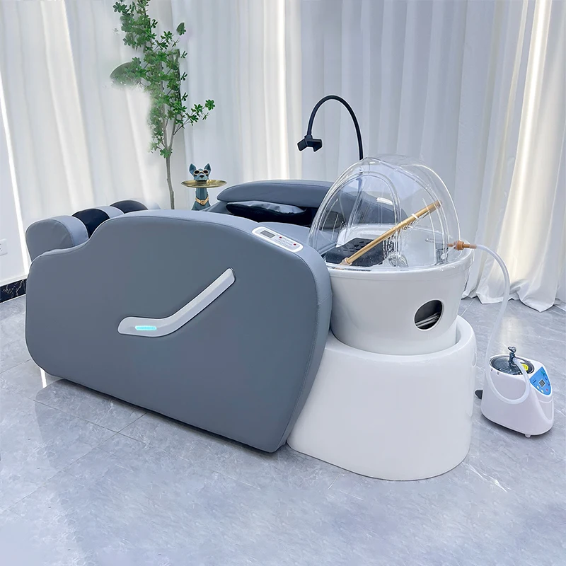 Shampoo And Massage Bed With Sink Barber Shop Salon Head Spa Shampoo Chair Ceramic Washbasin Shampoo Bed