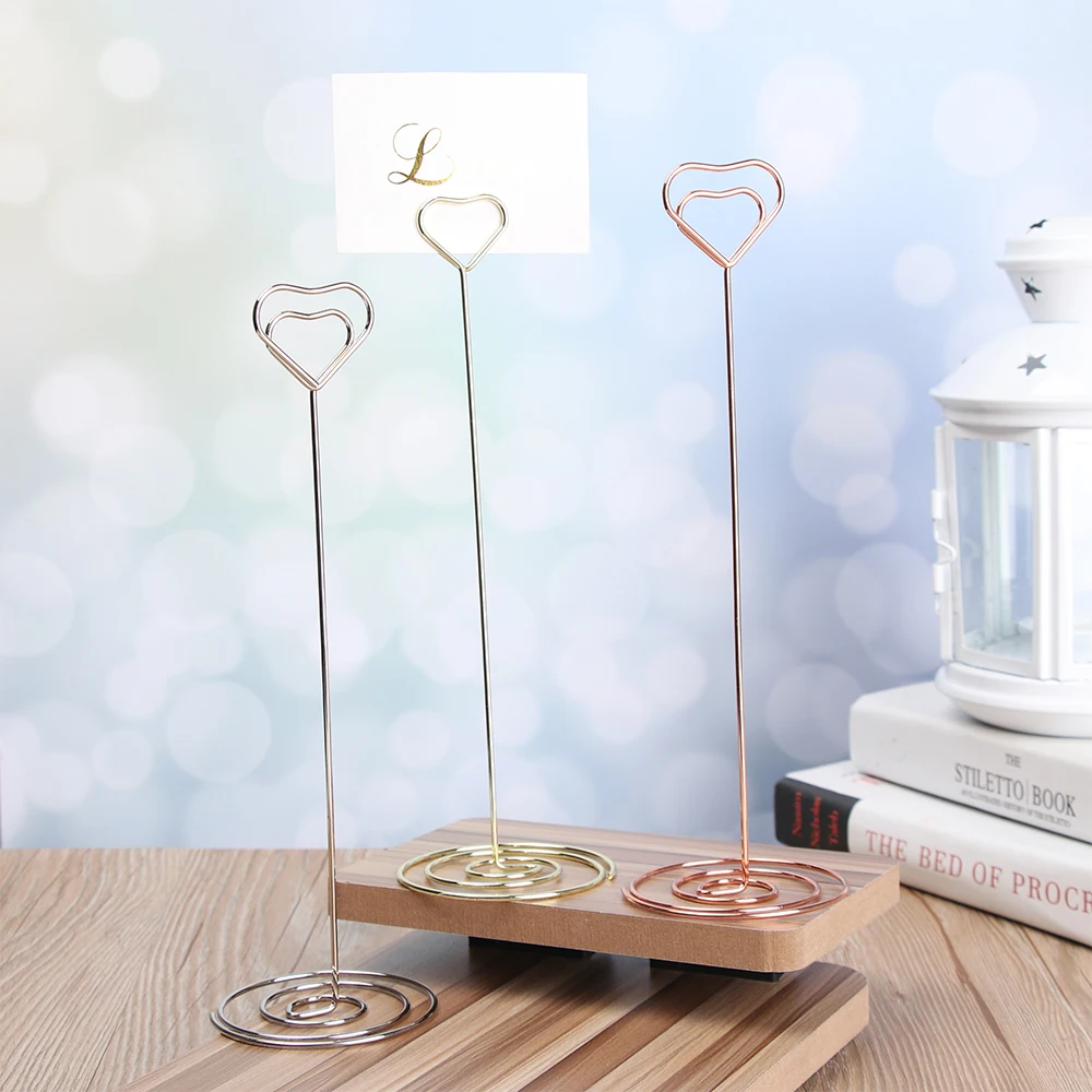 Fashion Cool Wedding Party Decoration Place Card Holder Romantic Heart Photo Clip Table Number Holder Clamps Stand