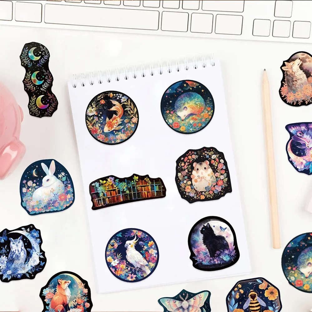 10/30/50 قطعة الليزر الحيوان الزهور ملصقات الجمالية الكرتون الإبداعية ملصق للأطفال لعبة زجاجة ماء حقيبة الهاتف سيارة الشارات