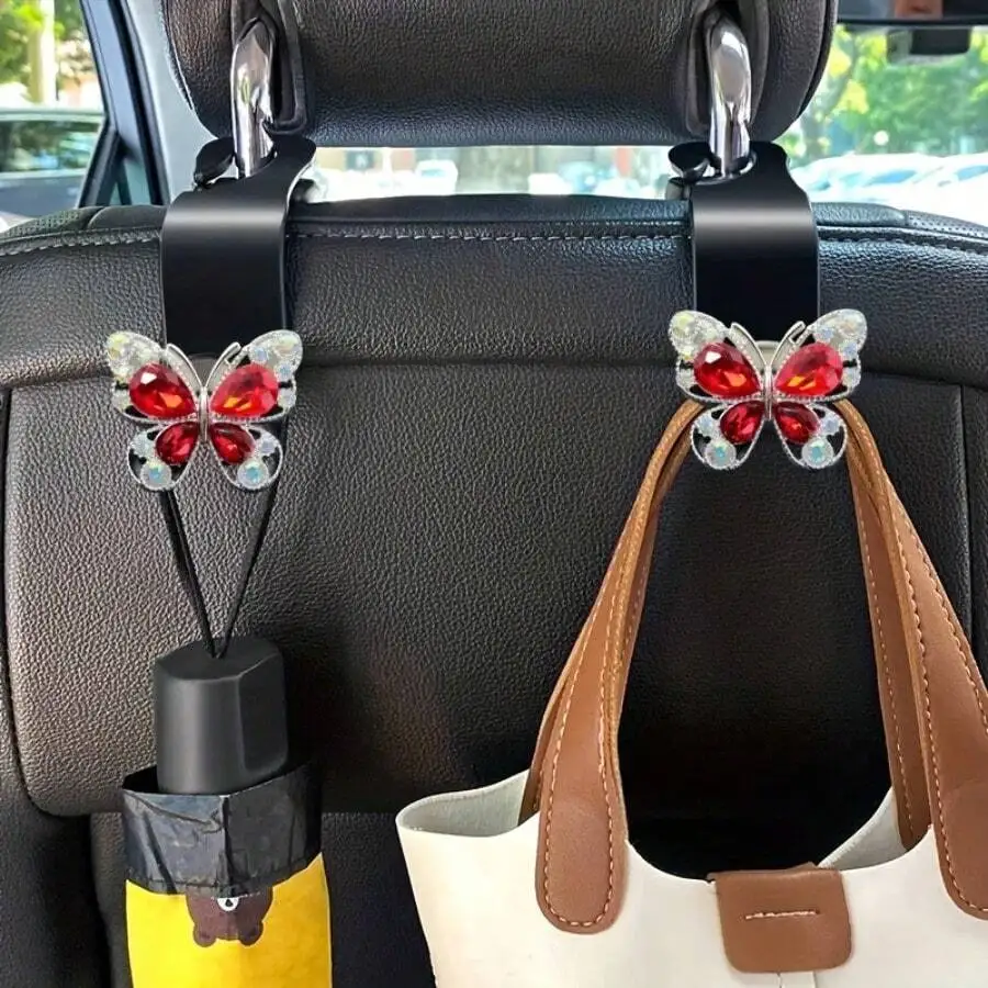 2pcs Butterfly Design Car Seat Hooks, Multifunctional Small Hanging Hooks For Car Interior, Cute Butterfly