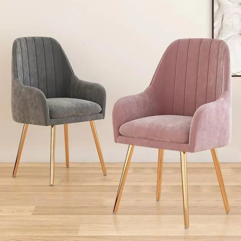 Modern minimalism Dining Chairs Luxury with Arm Rest Leg Protector Metal Living Room Chairs Comfortable Household Furniture