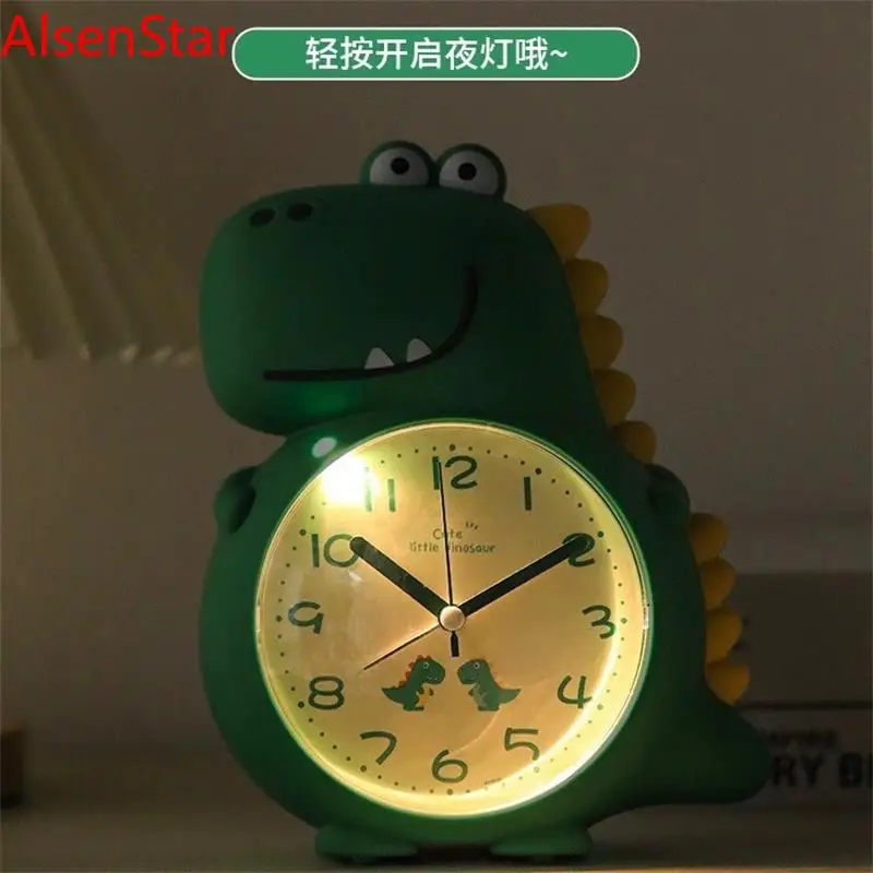 Cute Dinosaur Alarm Clock Cartoon Students Boys Girls Gift Self-discipline Silent Bedside Desktop Clock Watch Home Decoration