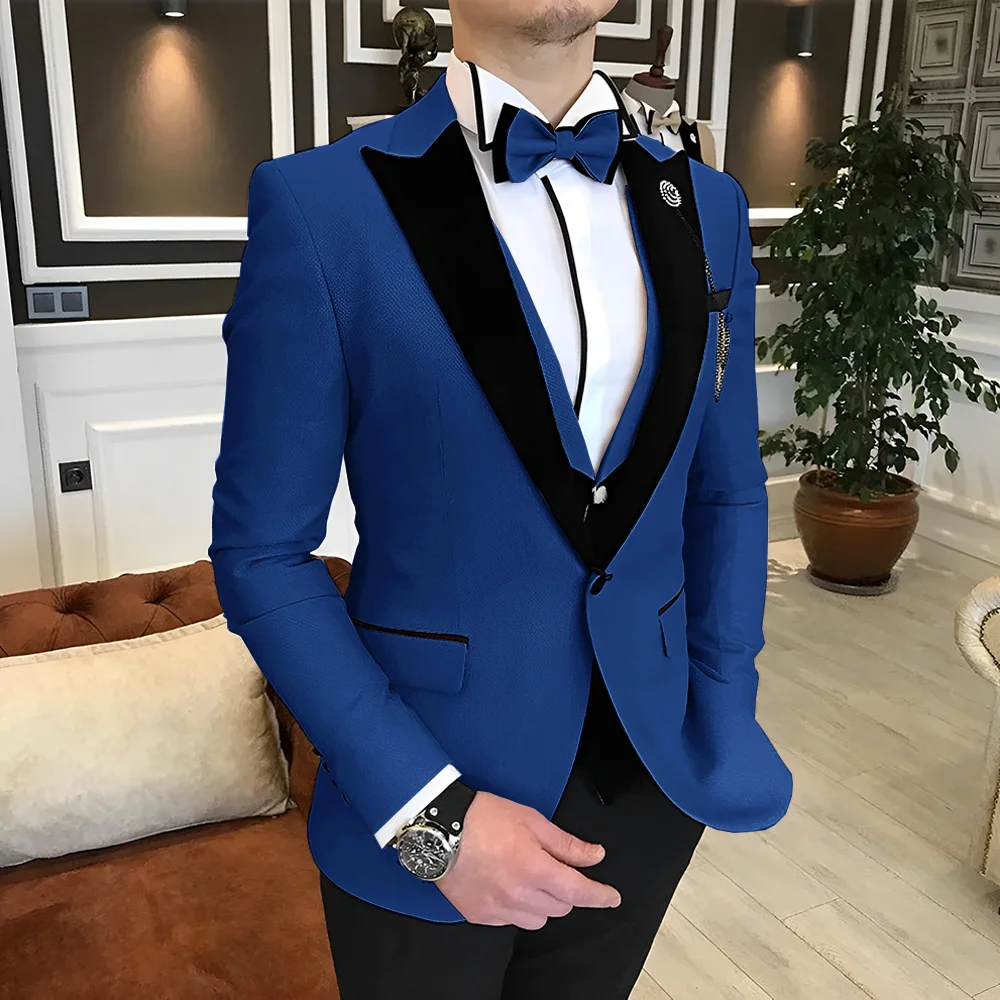 Men\'s Suit Wedding Groom Tuxedo 3-piece Set Multiple Color Options Customized XS-5XL Elegant Men\'s Suit