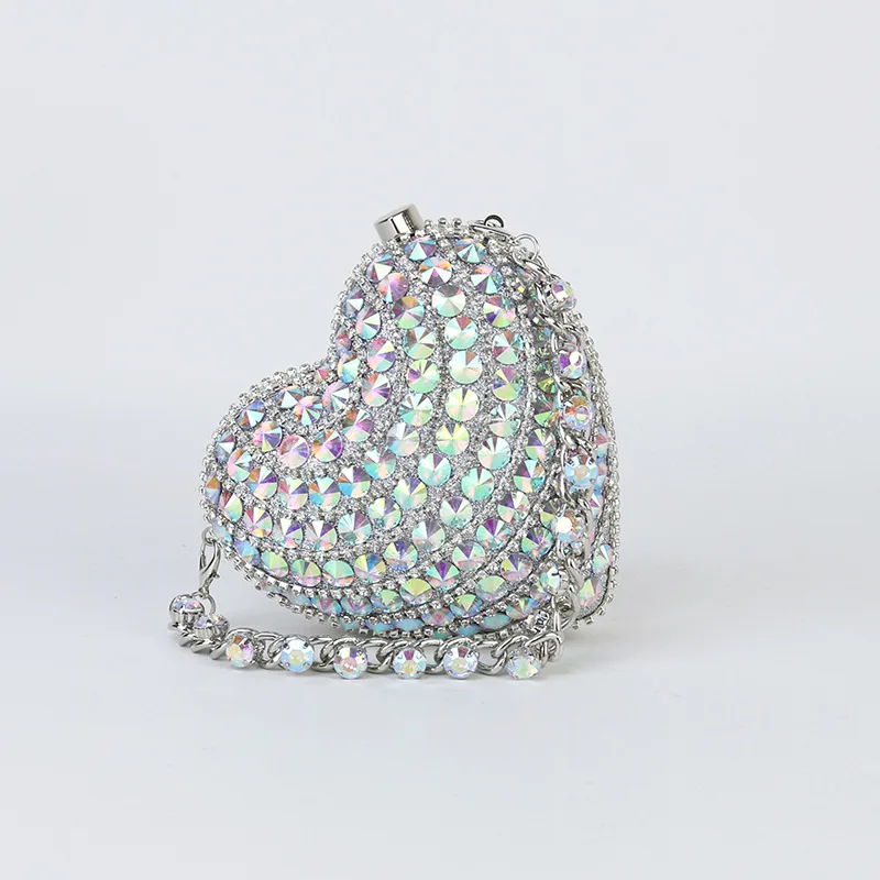 

Handmade New Fashion Luxury Sequin Heart Shape Clutch Purse Women's Party Crystal Evening Bag Wedding Diamond Bridal Handbags