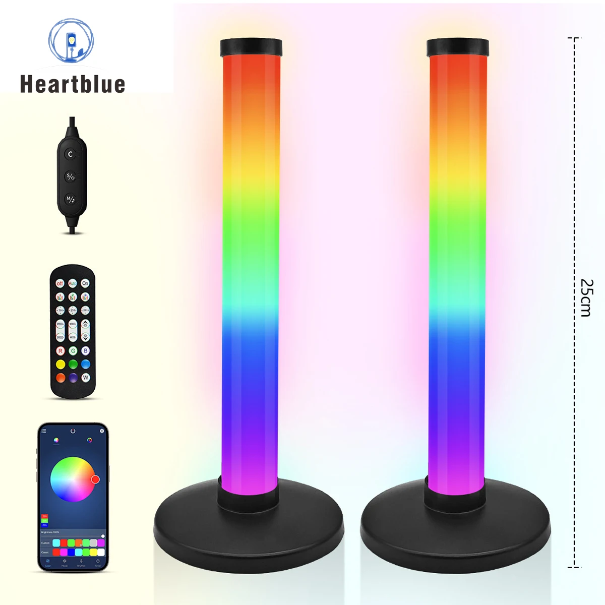 USB 5V RGB Color-Changing Ambient Light BT APP Controlled Gaming PC Sound-Activated Rhythm Light Desktop Gaming Decor Lamp LED 5