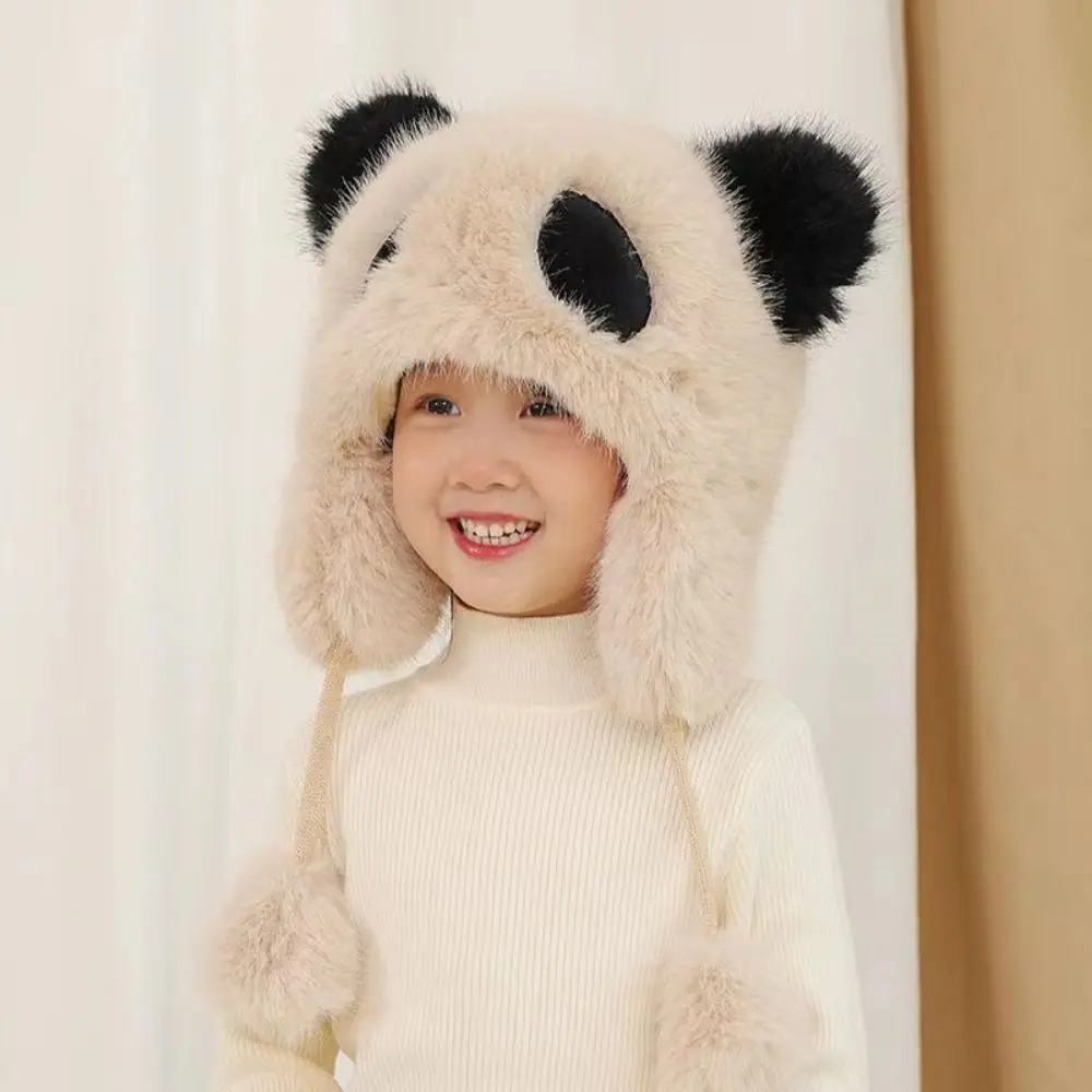 Animal Plush Panda Hat Korean Style Cloth Accessories Cartoon Fleece Hat Cartoon Fashion Design Ear Protection Hat Ear Protector