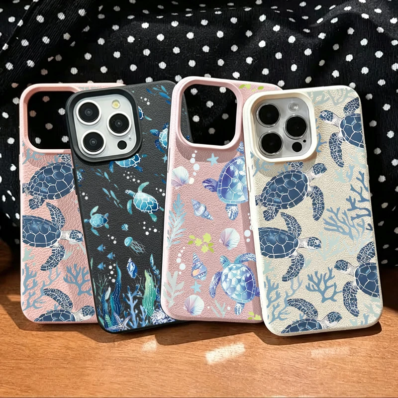 Sea Turtle Seaside Pattern Phone Case For Xiaomi 17T 15T 13T 14T Pro 15 Ultra Marine Organism Lichee Pattern Soft Silicone Cover