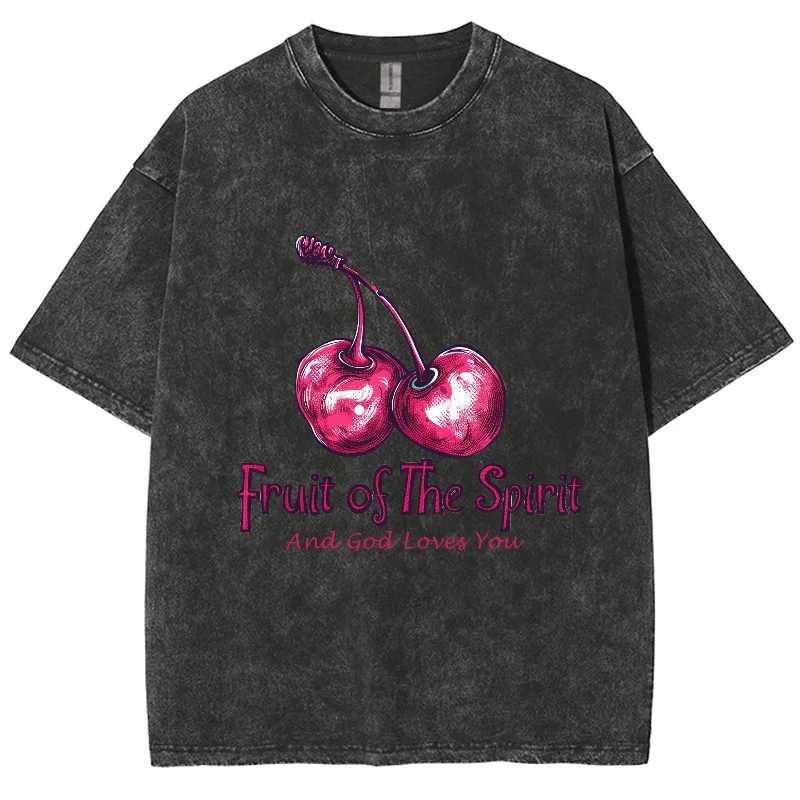 

Red Cherry Print Women's T-Shirt Oversized Loose Short Sleeve Black Pink Sweetheart Girly Casual Top Y2K Sweet Cool Tees