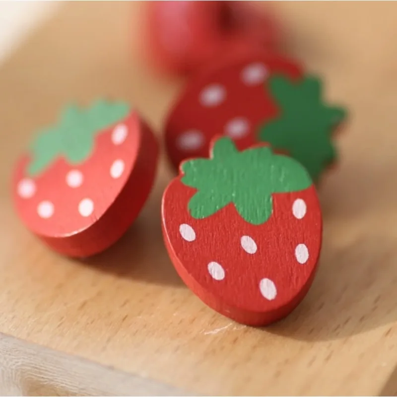 Strawberry wood button children's cartoon wood button handmade diy button clothes doll decorative button