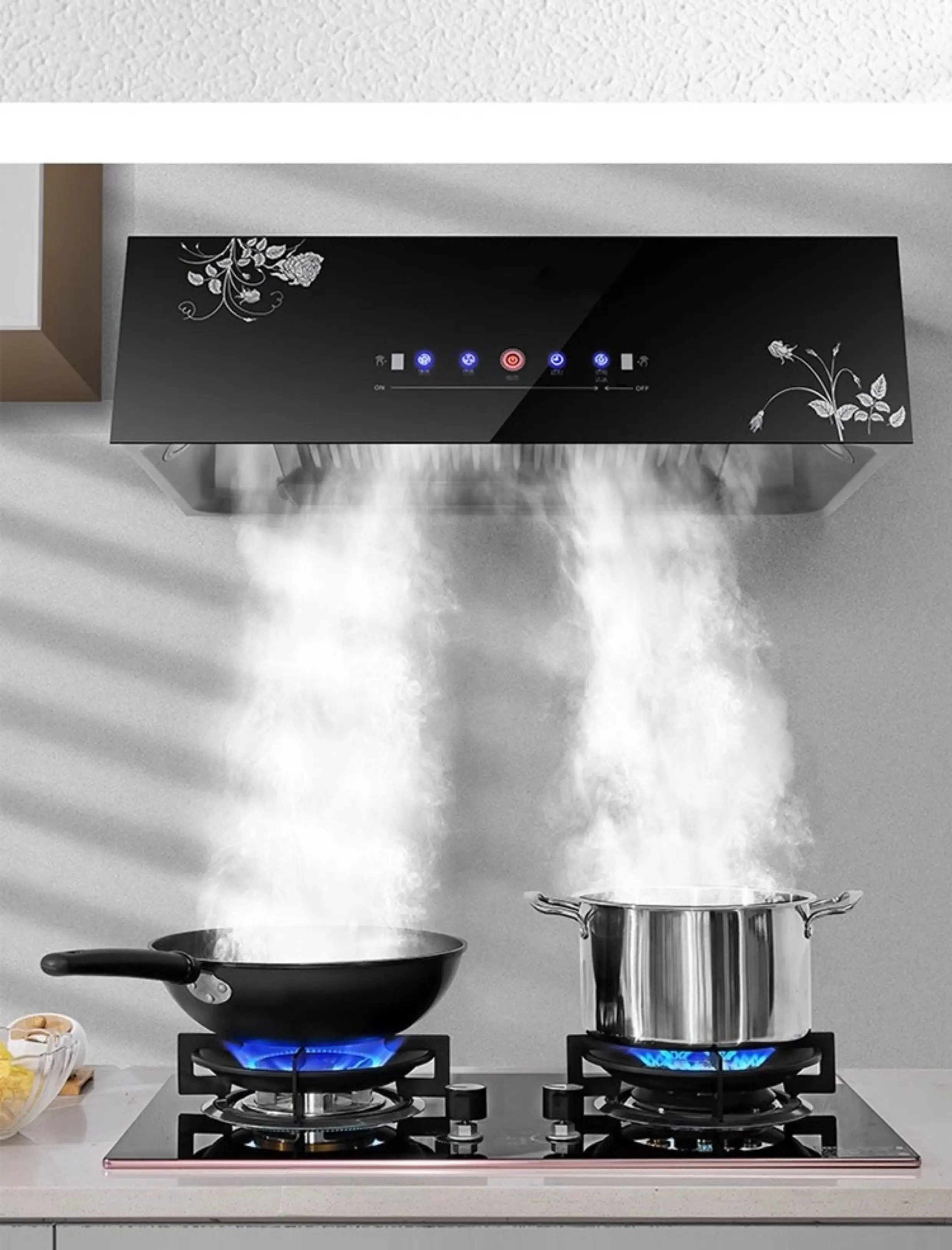 220V Chinese Style Range Hood for Home Kitchen Strong Suction Power Exhaust Fan CBW