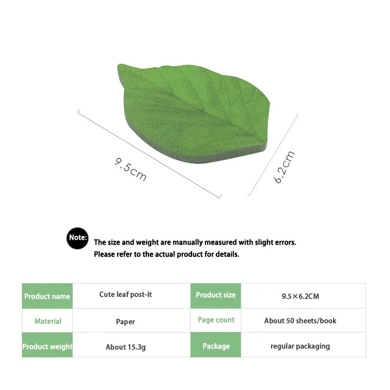 50pc Simulation Tree Leaf Sticky Note Simple Note Book Message Sticker Creative Note Paper Simple and Convenient Wishing N Times