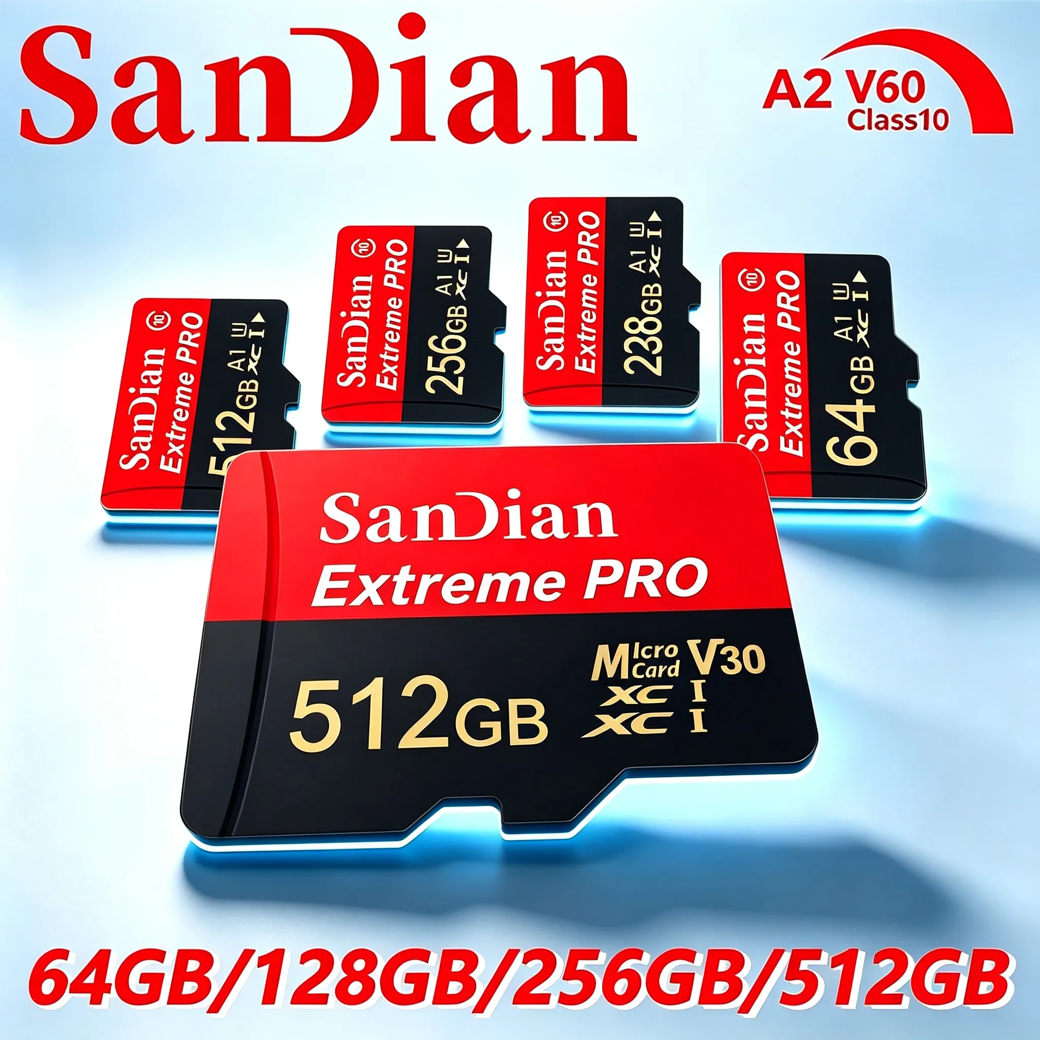 Lightweight TF Cards 64GB 256GB 512GB Memory Card Micro TF SD Card SD Cards for Driving Recorder/Phone/Smartphone/GPS/Mobile