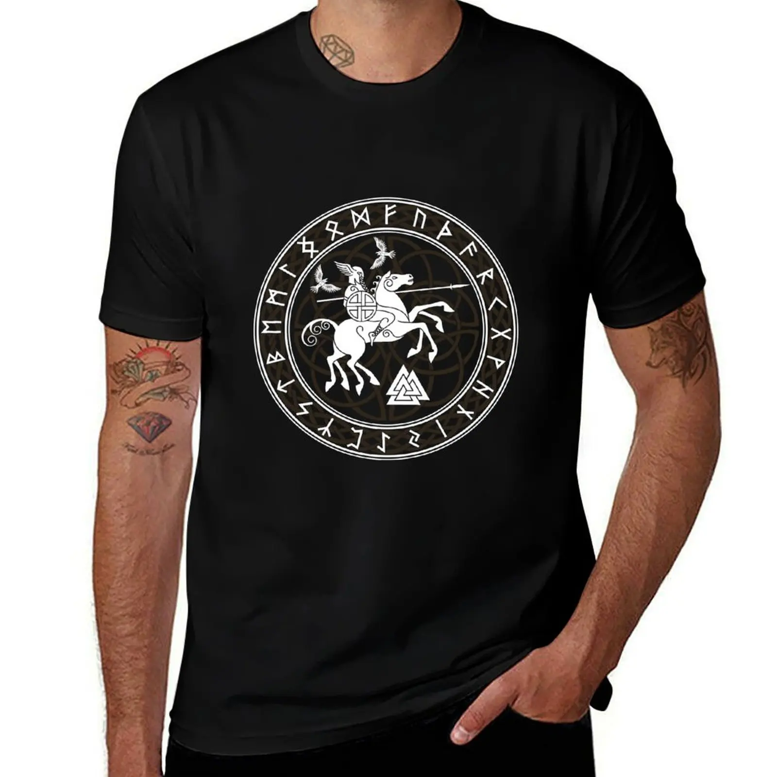 

Odin On Sleipnir T-Shirt t shirt man luxury t shirts for man cotton t shirts for man pack white T-shirt