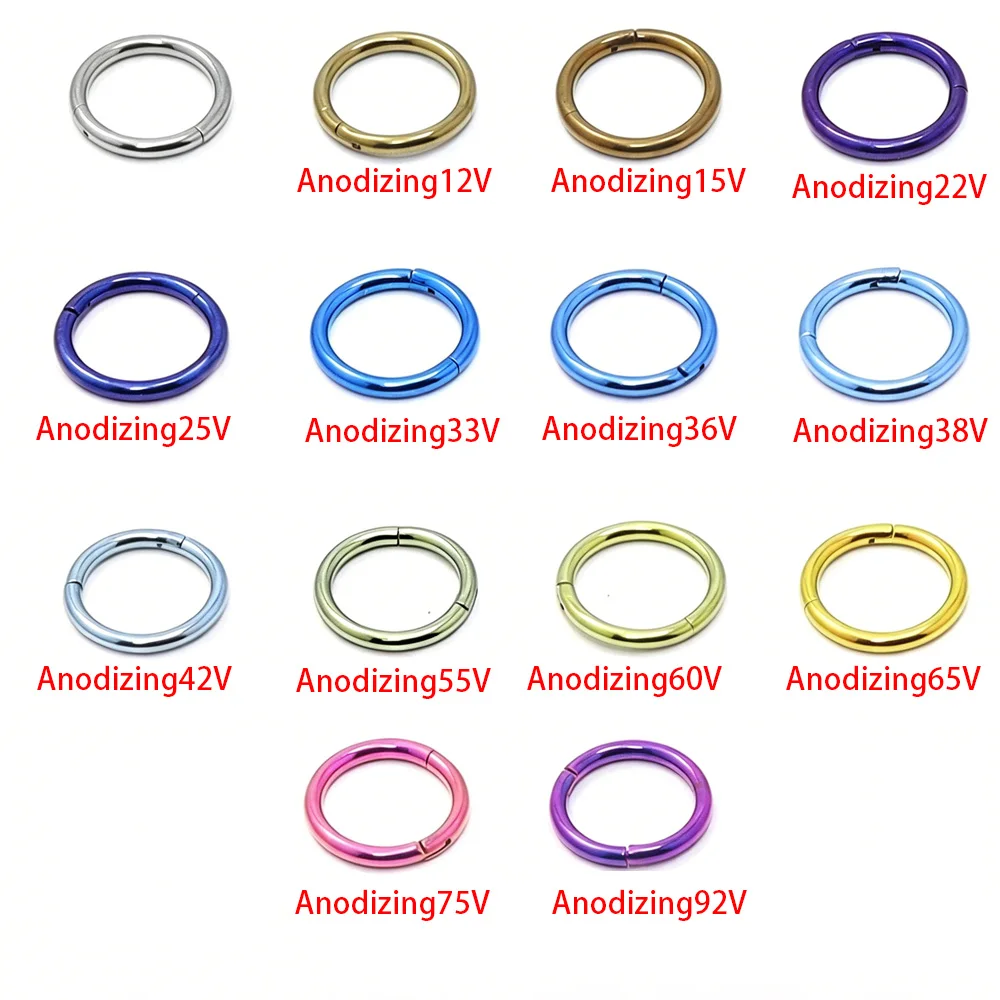 G23 Titanium Nose Piercing F136 Implant Grade Anodizing 16/18/20G Clicker Diaphragm Tragus Piercing Body Jewelry Wholesale