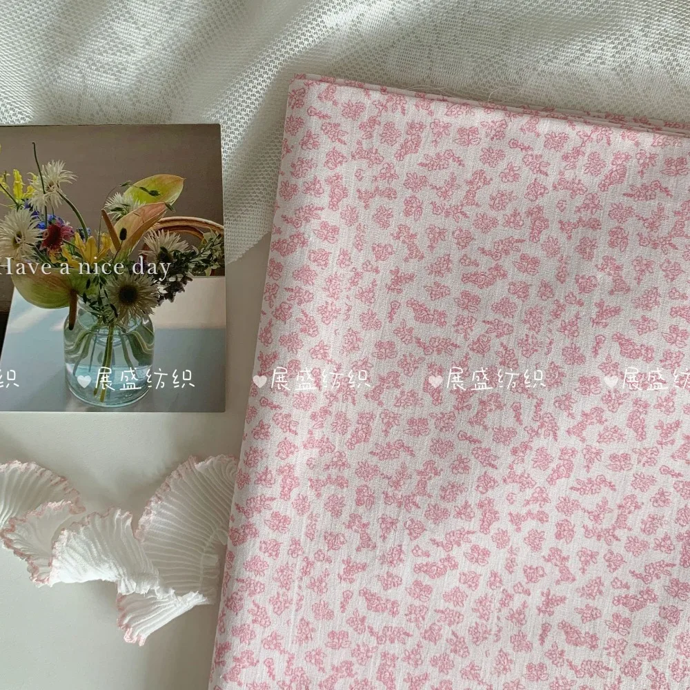 Rosa Baumwollstoff mit Digitaldruck, 140 x 50 cm, 40S, florales Karo-Design für DIY-Heimkleidung, Nähen, Ins-Stil, Damen- und Kinderbekleidung – Detail 17