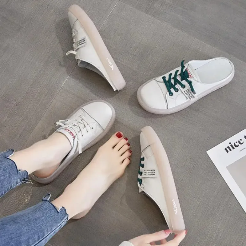 Mules Cotton Outside Sandals Low Heel Slides Shoes for Women 2024 Sports Woman Slippers Summer Sneakers New Style Wholesale