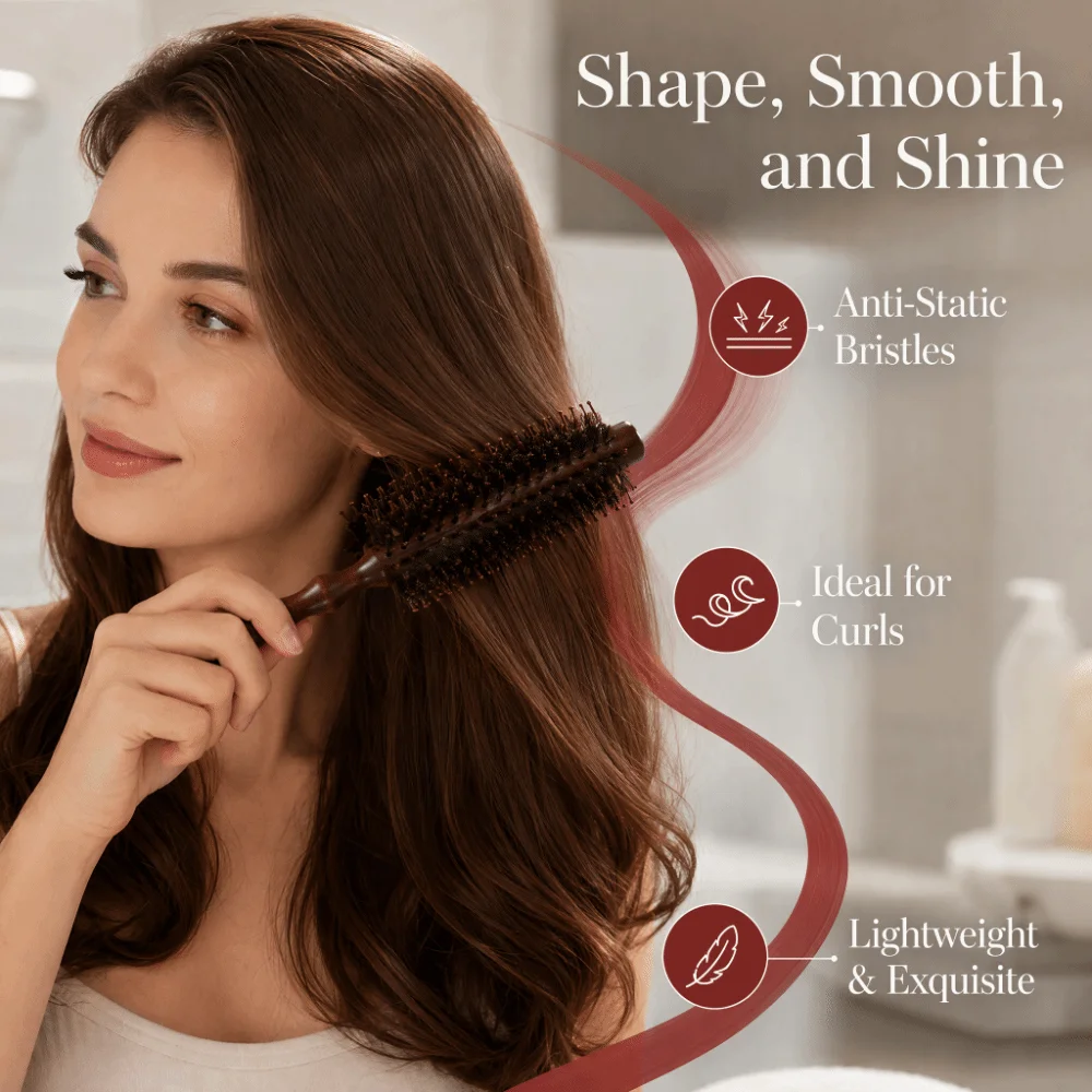 Restorative Anti-Static Round Hair Brush Portable Design Tangle-Free Styling Roller Brush Volumizing Brush For Thin Hair