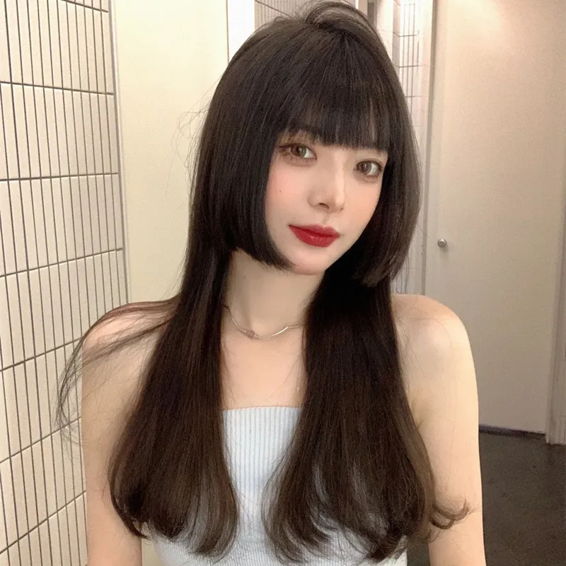 

Korean Style Wig Ji Hair Style Wig for Women Long Straight Hair Princess Cut Japanese Style Transvestite Natural and Realisticco