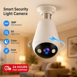 Jooan 2K 3MP WiFi IP Camera E27 Bulb Camera Wireless Baby Monitor AI Tracking Night Vision Home Surveillance Camera