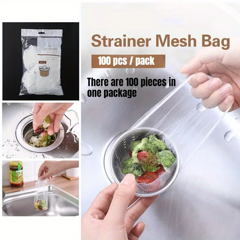 Disposable sink filter cleaning net, kitchen and bathroom mesh anti clogging filter screen, drainage garbage bag, sewer filter