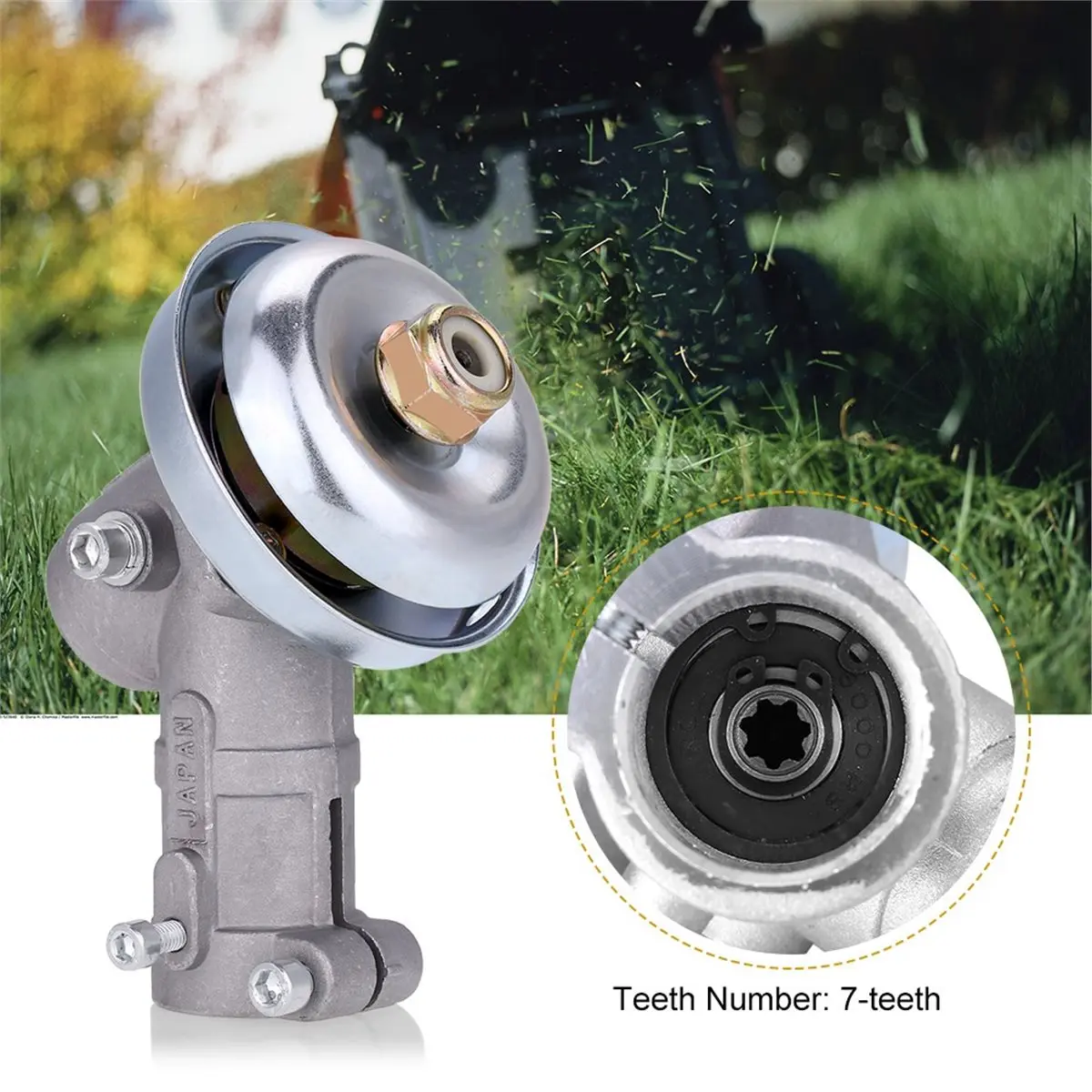 Brush Cutter Grass Trimmer Strimmer Gear Head 26mm 9T, Aluminum Alloy Steel Replacement for Lawn Mower Parts