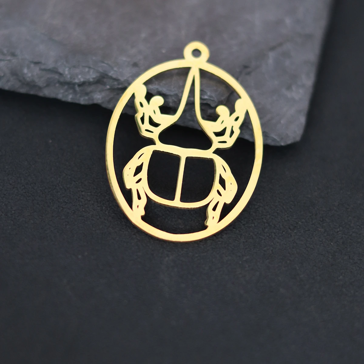 3pcs Stainless Steel Charms Real Gold Plated Hercules Beetle Pendant Jewelry Making Necklace Insect Charms Metal diy Accessories