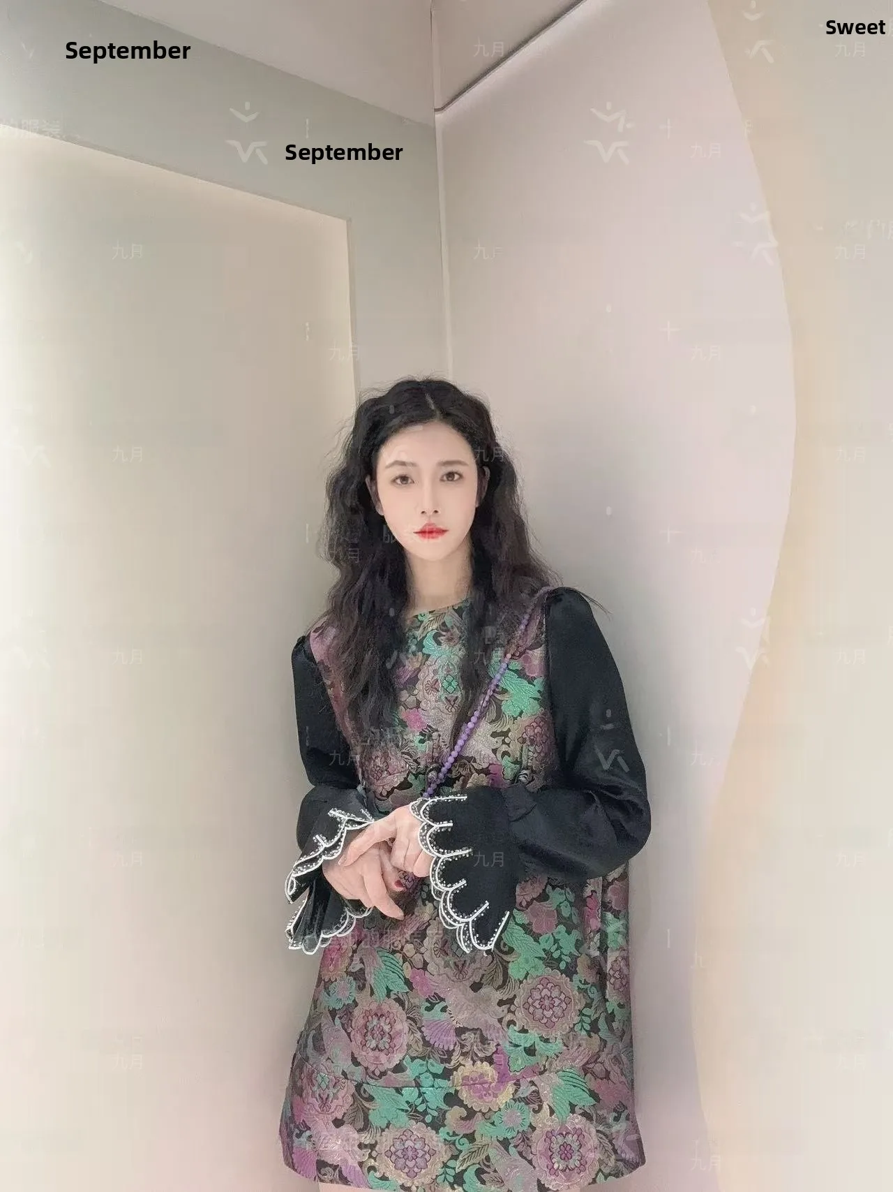 

New September Purple Floriated T Skirt High-Defn Embroidery Medium-Length Chinese Sle Women's Hanfu Top