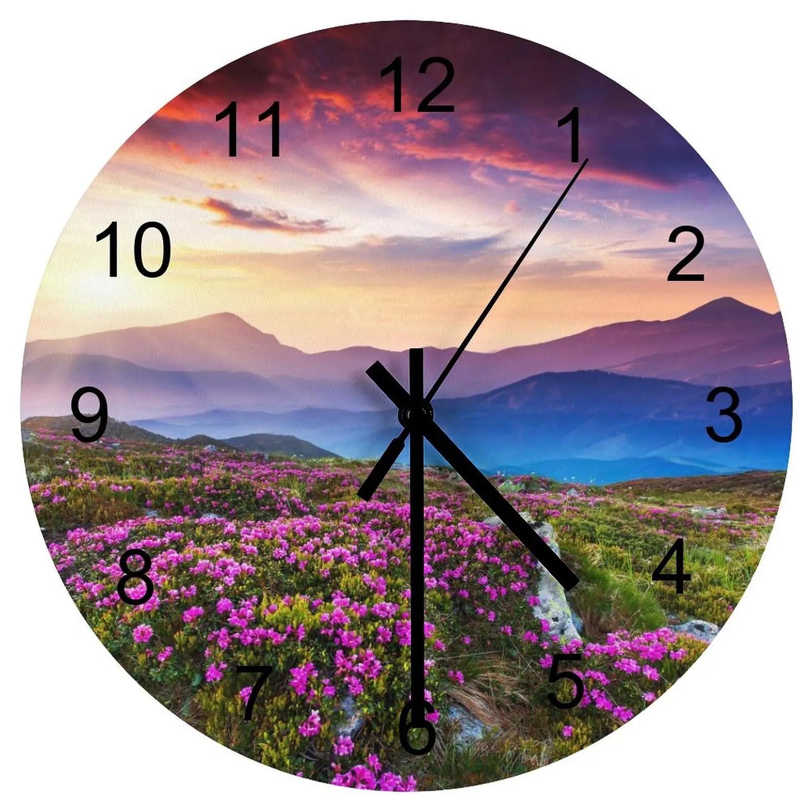 

Hallway Wall Clock Alluring nature Clocks 12 inch Mute Wooden Round 3D Display Keyhole Hanging Retro