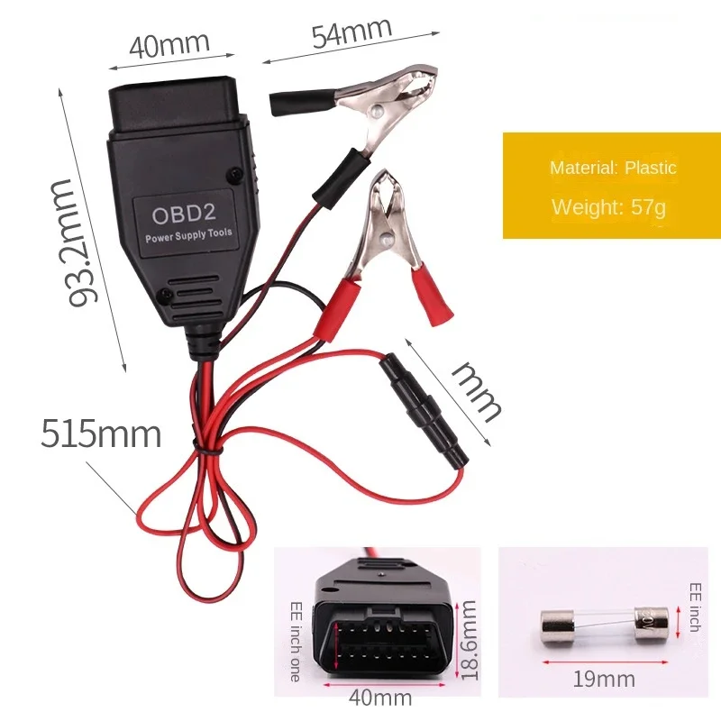 Automotive Battery Replacement Tool For 12V Car Memory Saver Connector OBD2 Cars Diagnostic Auto Emergency Power Supply Cables