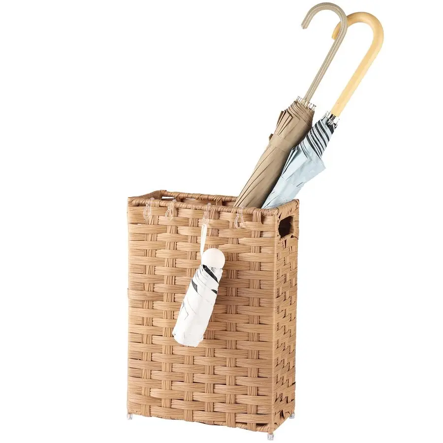 

Umbrella Stand, Umbrella Holder for Entryway, Hand Woven Umbrella Rack Organizer Freestanding, with a Detachable Drip Tray, 4 Ho