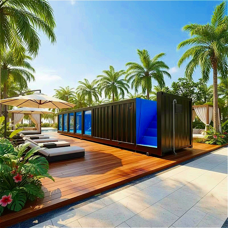 Large Outdoor Permanent Container Pool with Reinforced Corners Customized Depth  Family Swimming Children Water Play Activities