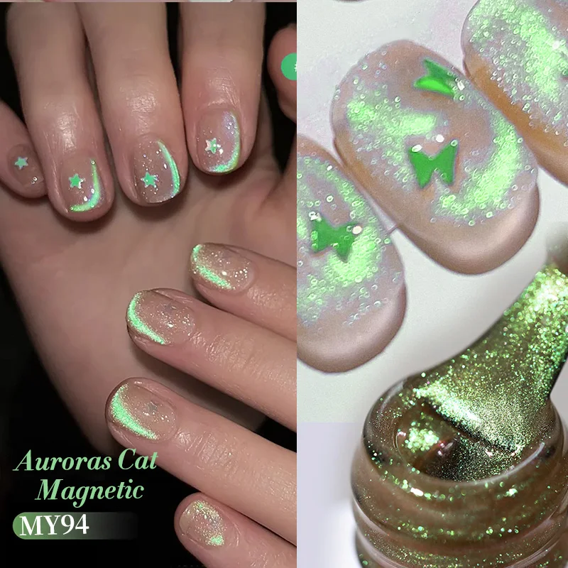 BORN PRETTY 10ml Auroras Pink Cat Magnetic Gel Nail Polish Shining Glimmer Semi Permanent Soak Off Crystal Magnetic Gel Polish