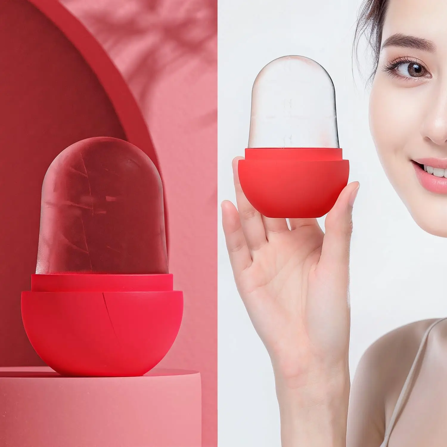 1pc Rose Shape Ice Roller for Face Portable Reusable Cold Compress Massager to Eliminate Morning Facial Puffiness Easy Usage