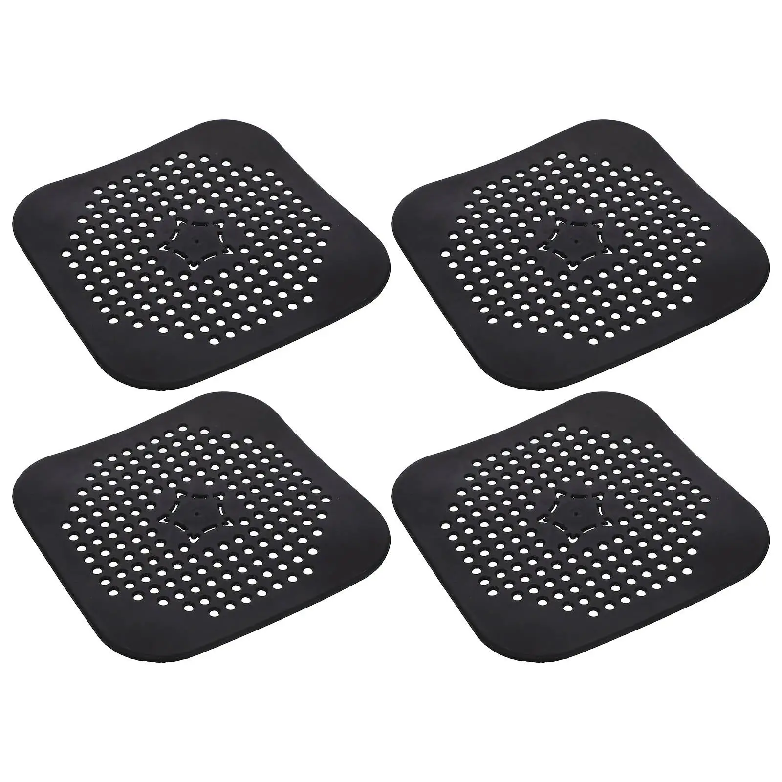 

4 Pcs White Square Kitchen Sink Drain Silicone Pad Non Clogging Easy Clean Shower Floor Hair Catcher Sewer Draining Cover