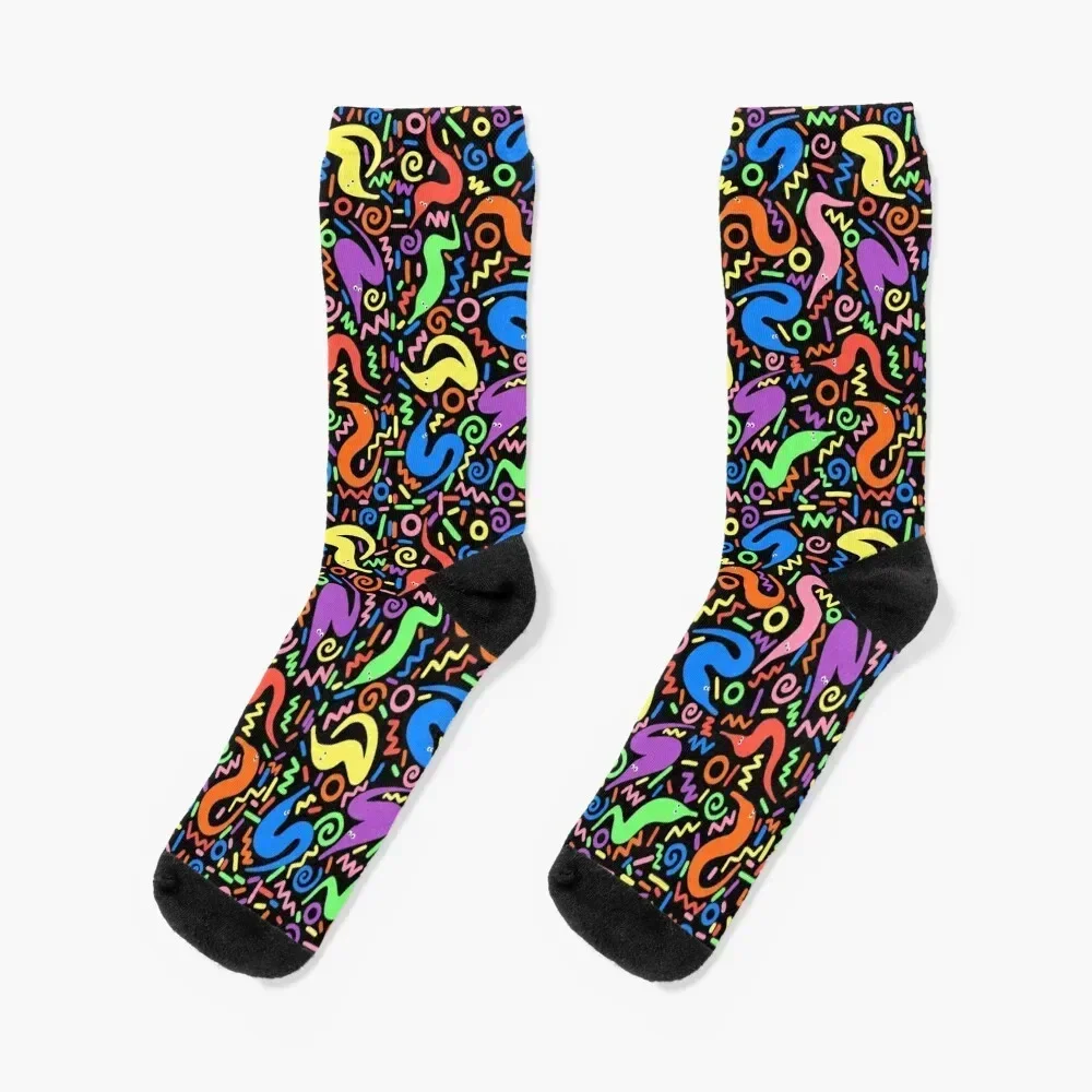 Worm on a String Retro Bowling Alley Carpet Socks man hip hop warm winter Women Socks Men's