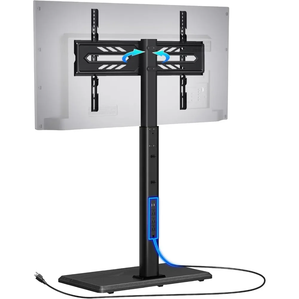 

Universal TV Stand with Power Outlet, Adjustable Height & Swivel for 32-75 inch TVs, Holds up to 110 LBS