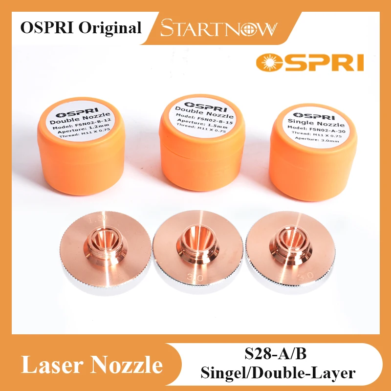 Startnow OSPRI Original Fiber Laser Nozzle Single Double D28 Caliber 1.0-6.0mm FSN02-B 3D D13 M8 Nozzle for Laser Cutting Head