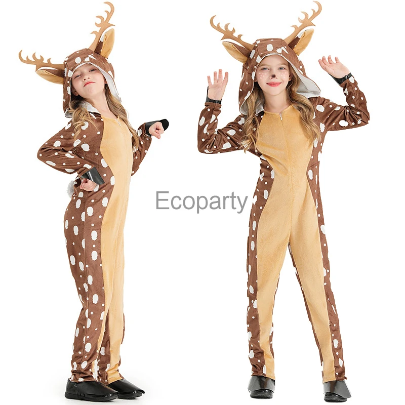 

Kids Christmas Stage Performance Reindeer Anime Cute Elk Cosplay Bodysuit Jumpsuit Girls Boys Santa Claus Theme Party Costumes