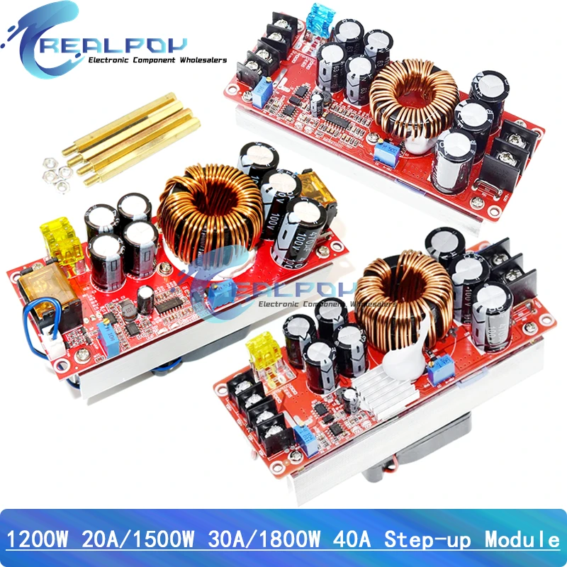 1800W 40A 1500W 30A 1200W 20A DC-DC Boost Converter Step Up Moduł zasilacza 10-60V do 12-90V Ładowarka z regulowanym napięciem