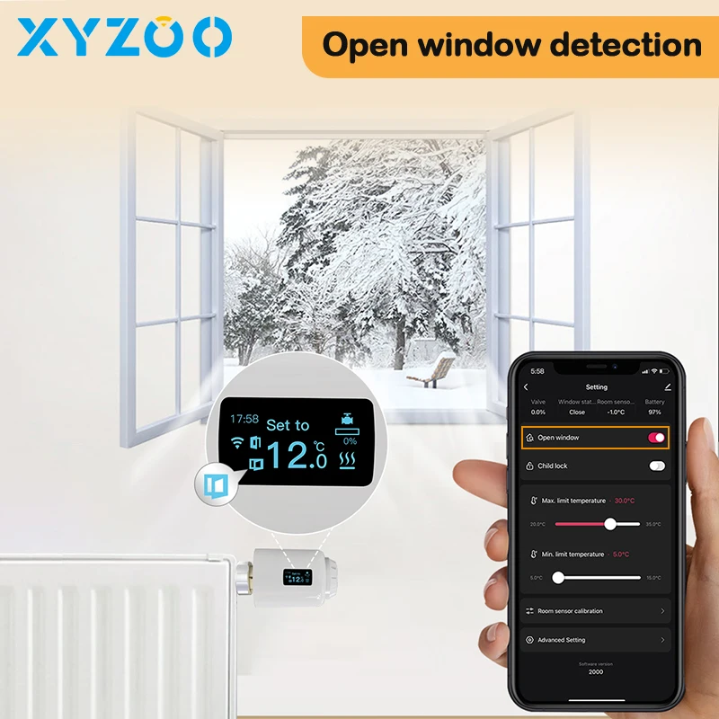 WiFi Tuya Radiator Actuator Thermostatic Valve TRV Head Smart Home Programmable Temperature Controller Heater Alexa Google Voice